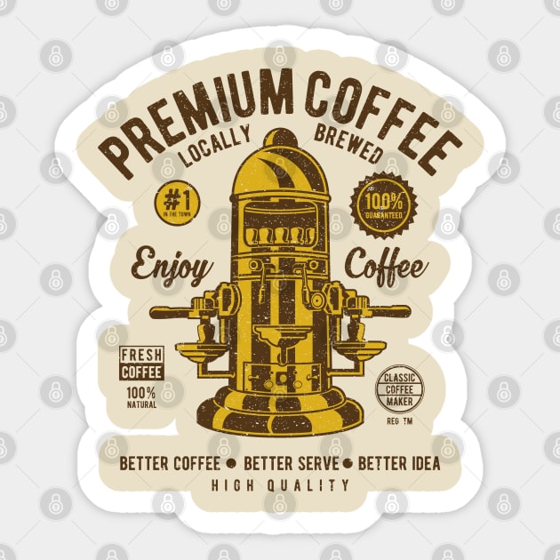 Premium Coffee Press Espresso Machine Fresh Brewed Barista Sticker by JakeRhodes